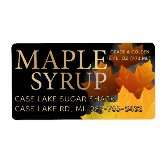 Colorful Maple Leaf Plastic Jug Syrup label (Vorne)