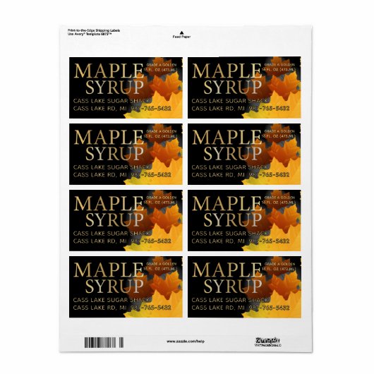 Colorful Maple Leaf Plastic Jug Syrup label (Vorne)