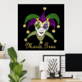 Colorful Mardi Gras Jesters Mask Poster (Heimbüro)