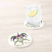 Colorful Mardi Gras Jesters Mask Sandstein Untersetzer (Seite)