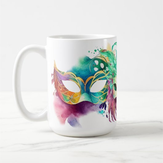 COLORFUL MARDI GRAS MASKS KAFFEETASSE (Links)