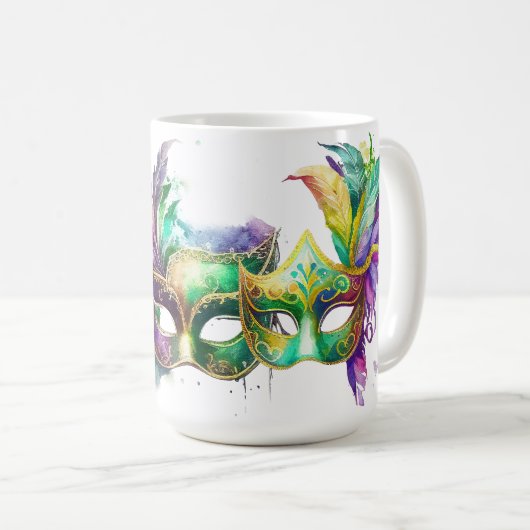 COLORFUL MARDI GRAS MASKS KAFFEETASSE (VorderseiteRechts)