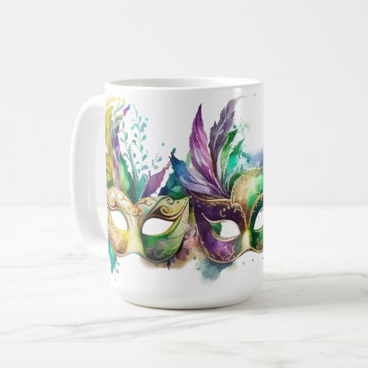 COLORFUL MARDI GRAS MASKS KAFFEETASSE (Vorderseite Links)
