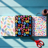 Colorful Math & School Numbers & Clips Geschenkpapier Set