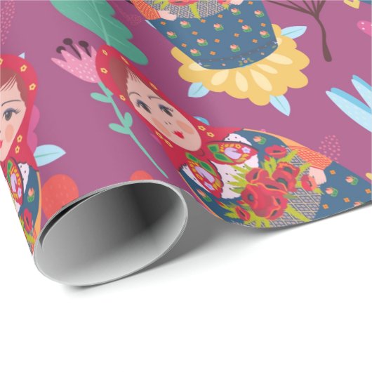 Colorful Matreshka Geschenkpapier (Rolleneckpunkt)