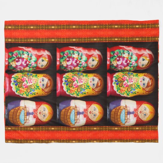 Colorful Matryoshka Dolls Fleece Blanket (Vorderseite (Horizontal))