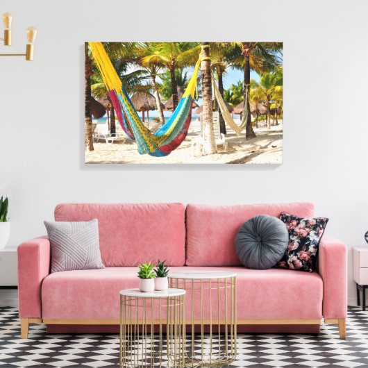 Colorful Mayan Hammock Cozumel Mexico Leinwand (Insitu (Wohnzimmer))