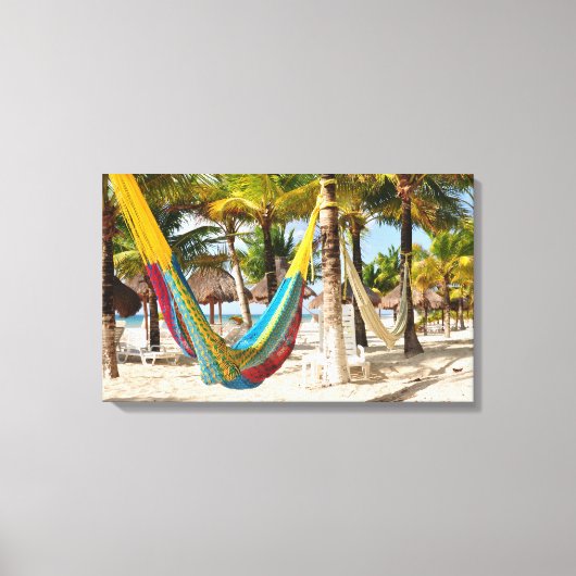 Colorful Mayan Hammock Cozumel Mexico Leinwand (Vorderseite)