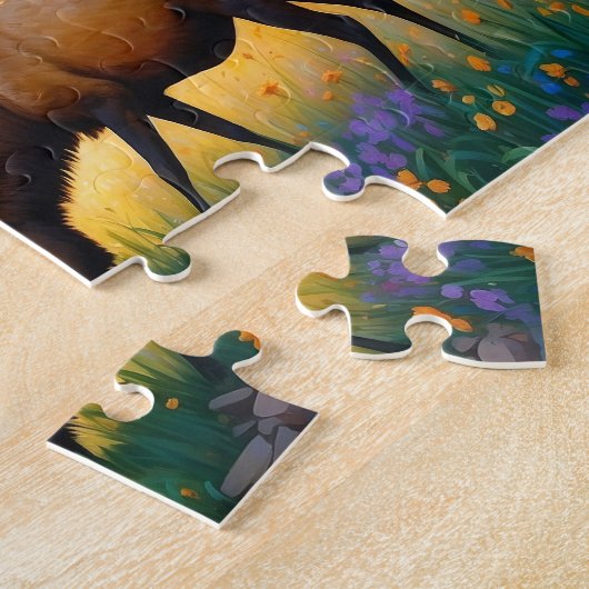 Colorful Meadow Elk with Flowers Art Puzzle (Seite)