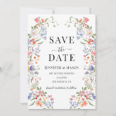 Colorful Meadow Flower Wildflower Save The Date Einladung (Vorderseite)