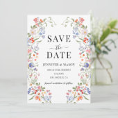 Colorful Meadow Flower Wildflower Save The Date Einladung (Stehend Vorderseite)