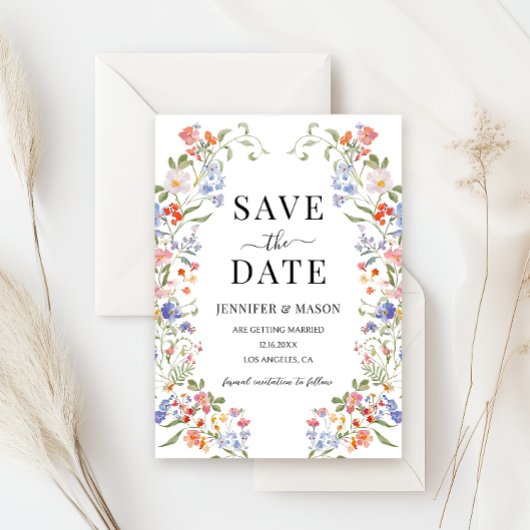 Colorful Meadow Flower Wildflower Save The Date Einladung