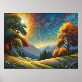 Colorful Meadow Flowers Art Poster