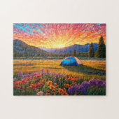 Colorful Meadow Flowers Camping Tent Art Puzzle (Horizontal)