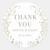 Colorful Meadow Wild Blume Wedding Vielen Dank Runder Aufkleber (Vorderseite)