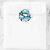 Colorful Mecha Anime Girl Runder Aufkleber (Tasche)