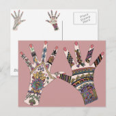 Colorful Mehndi Hand Postkarte (Vorne/Hinten)