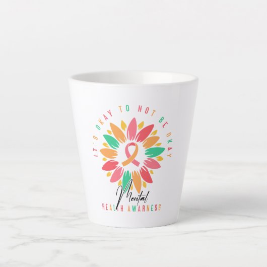 Colorful Mental Health Awareness Sunflower Ribbon Milchtasse (Vorderseite)