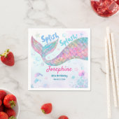 Colorful Mermaid watercolor birthday custom Serviette (Beispiel)
