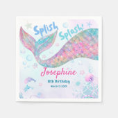 Colorful Mermaid watercolor birthday custom Serviette (Vorderseite)