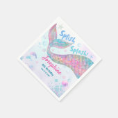Colorful Mermaid watercolor birthday custom Serviette (Ecke)