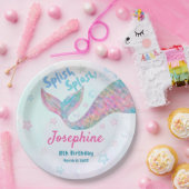 Colorful Mermaid watercolor birthday Pappteller (Party)