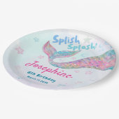 Colorful Mermaid watercolor birthday Pappteller (Schrägansicht)