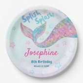 Colorful Mermaid watercolor birthday Pappteller (Vorderseite)