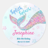 Colorful Mermaid watercolor birthday Runder Aufkleber (Vorderseite)