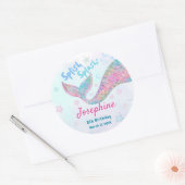 Colorful Mermaid watercolor birthday Runder Aufkleber (Umschlag)