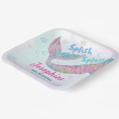 Colorful Mermaid watercolor birthday square Pappteller (Gewinkelt)