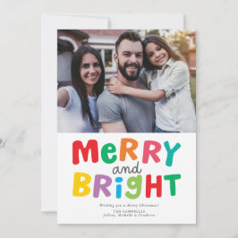 Colorful Merry and Bright Flat Holiday Photo Card Feiertagskarte