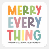Colorful Merry Everything Inclusive Holiday custom Quadratischer Aufkleber (Vorderseite)