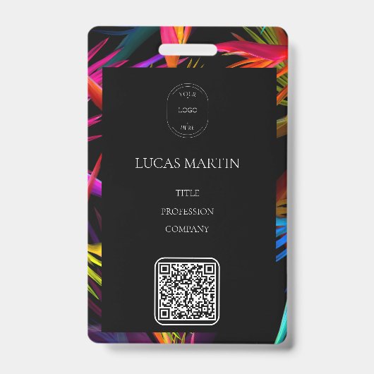 Colorful Messy Black Base Mitarbeiter Name Ausweis (Vorderseite)