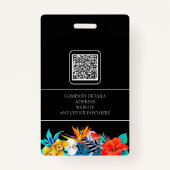 Colorful Messy Black Tropical Foto Name des Mitarb Ausweis (Rückseite)