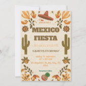 Colorful Mexican Fiesta Birthday Invitation Einladung (Vorderseite)