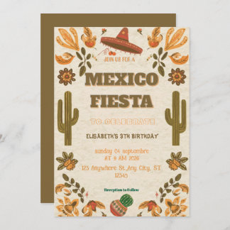 Colorful Mexican Fiesta Birthday Invitation Einladung
