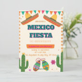 Colorful Mexican Fiesta Birthday  Invitation Einladung (Stehend Vorderseite)