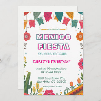 Colorful Mexican Fiesta Birthday  Invitation Einladung