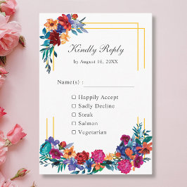 Colorful Mexican Fiesta Blume Wedding RSVP Card Begleitkarte