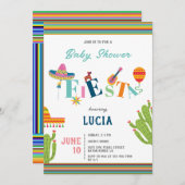 Colorful Mexican Fiesta Cactus Baby Shower Einladung (Vorne/Hinten)