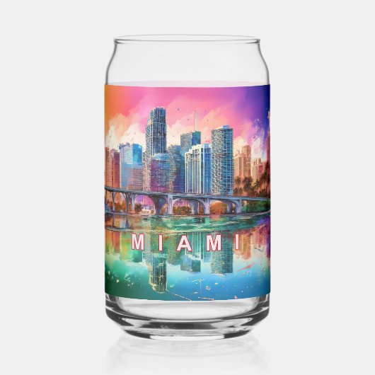 Colorful Miami Skyline Dosenglas (Vorderseite)