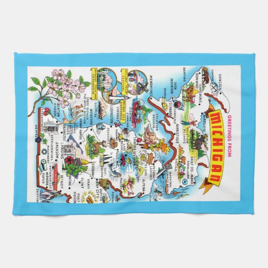 Colorful Michigan Map Geschirrtuch (Horizontal)