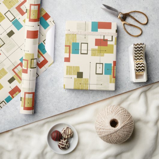 Colorful Mid-Century geometric pattern Geschenkpapier (Kunsthandwerk)