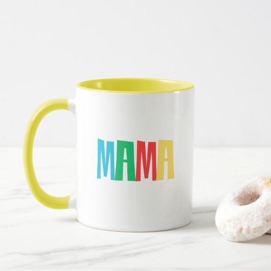 Colorful Minimal Mama Typography Tasse (Mit Donut)