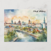 Colorful Minsk Belarus Watercolor Painting City  Postkarte (Vorderseite)