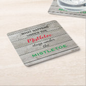 Colorful Mistletoe Holiday Rechteckiger Pappuntersetzer (angewinkelt)