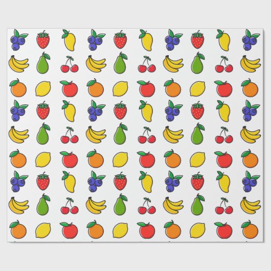 Colorful Mixed Fruit Pattern Geschenkpapier (Flach)