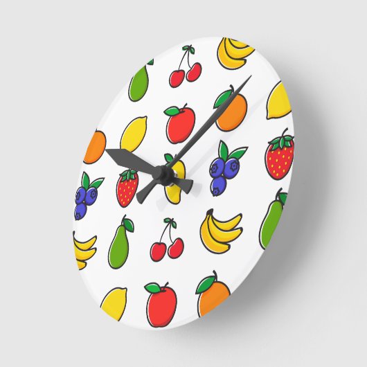 Colorful Mixed Fruit Pattern Runde Wanduhr (Winkel)