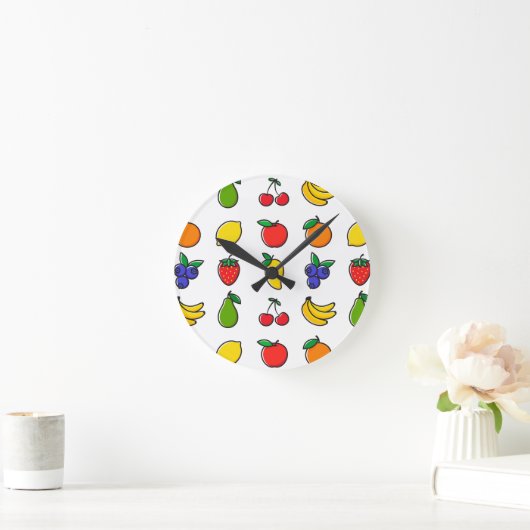 Colorful Mixed Fruit Pattern Runde Wanduhr (Zuhause)